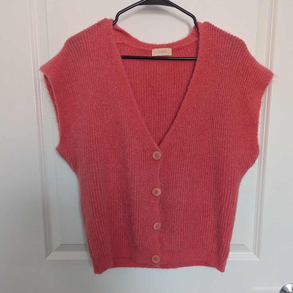 Statement mohair blend knit cardigan vest